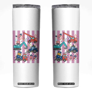 Red White And Blue Construction Crew Skinny Tumbler Patriotic Kids 4th Of July