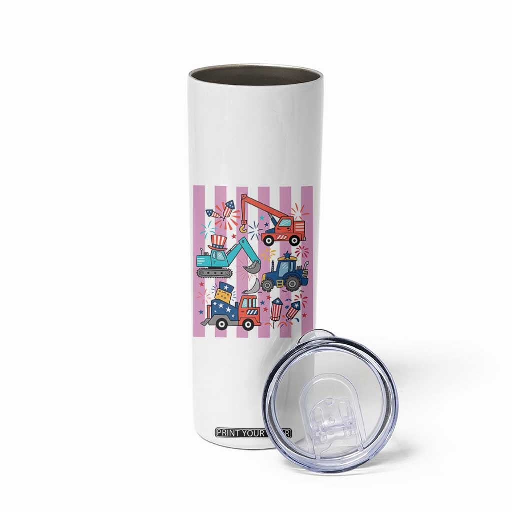 Red White And Blue Construction Crew Skinny Tumbler Patriotic Kids 4th Of July
