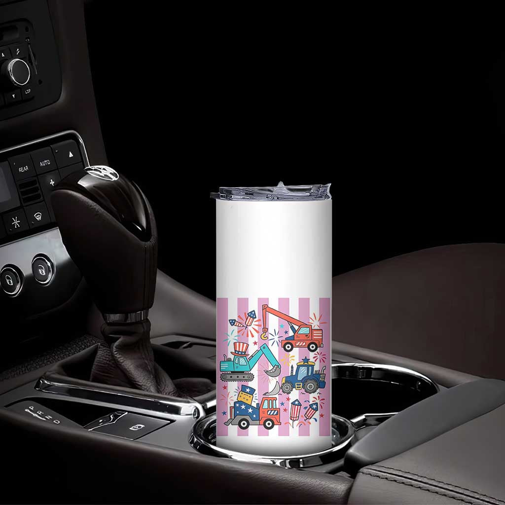 Red White And Blue Construction Crew Skinny Tumbler Patriotic Kids 4th Of July