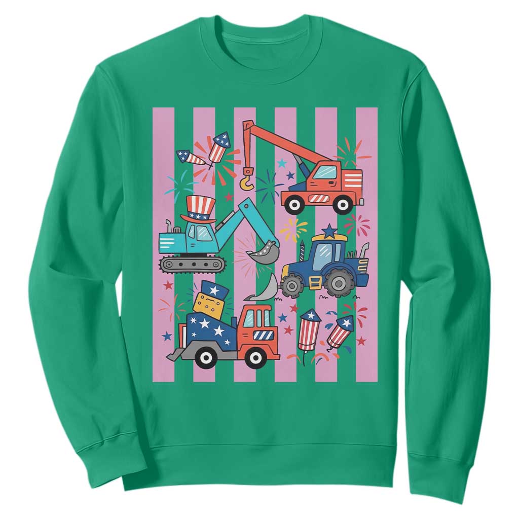 Red White And Blue Construction Crew Sweatshirt Patriotic Kids 4th Of July