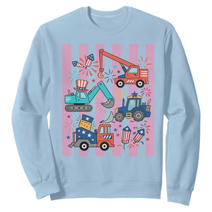 Red White And Blue Construction Crew Sweatshirt Patriotic Kids 4th Of July