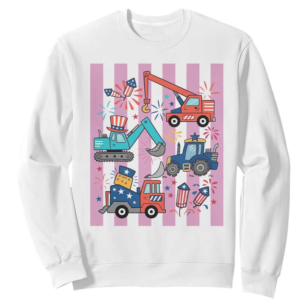 Red White And Blue Construction Crew Sweatshirt Patriotic Kids 4th Of July