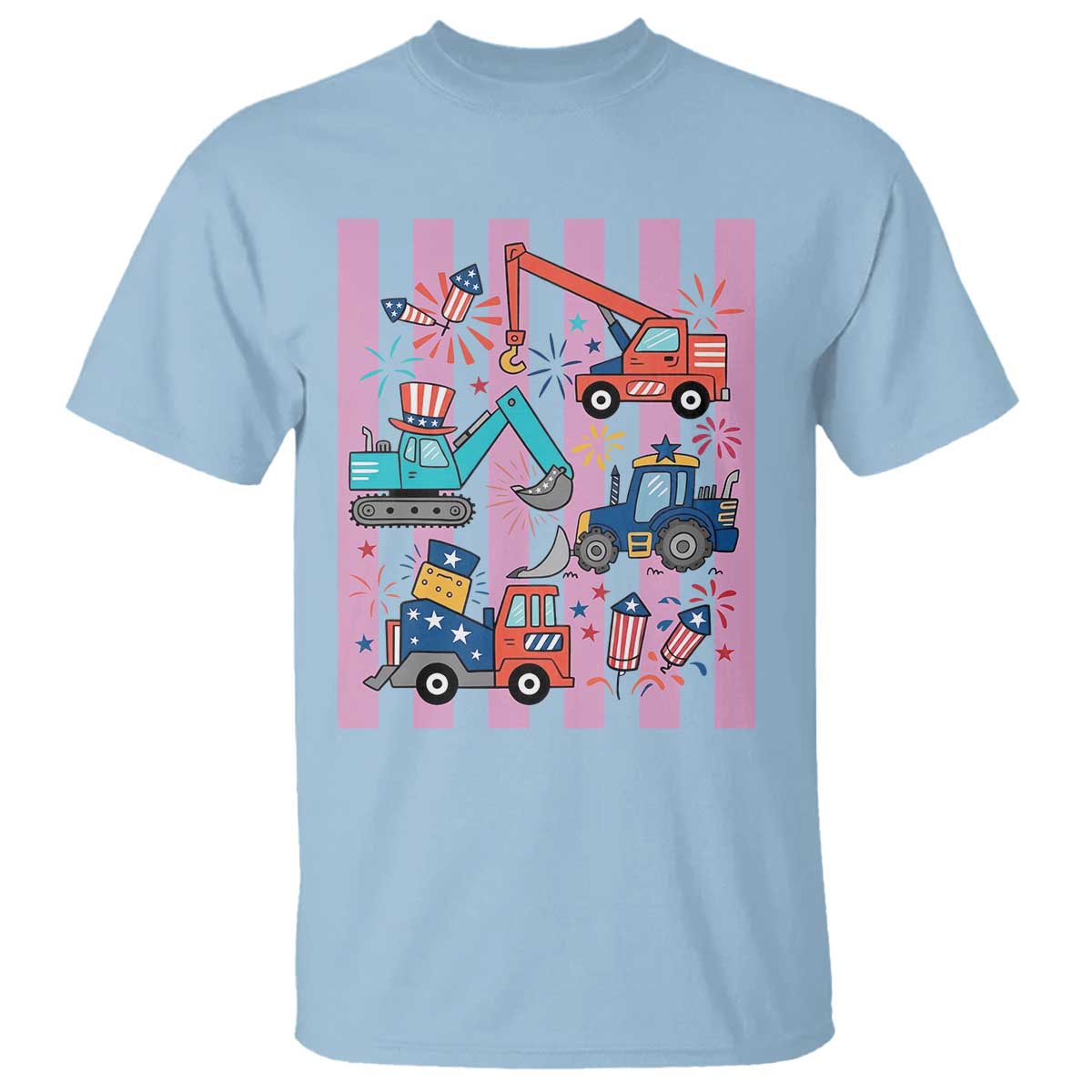 Red White And Blue Construction Crew T Shirt Patriotic Kids 4th Of July