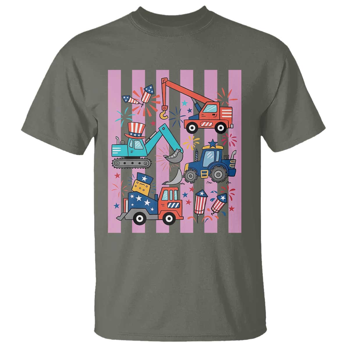 Red White And Blue Construction Crew T Shirt Patriotic Kids 4th Of July