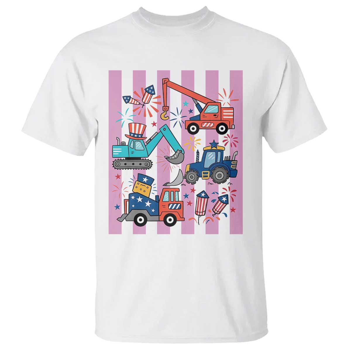 Red White And Blue Construction Crew T Shirt Patriotic Kids 4th Of July