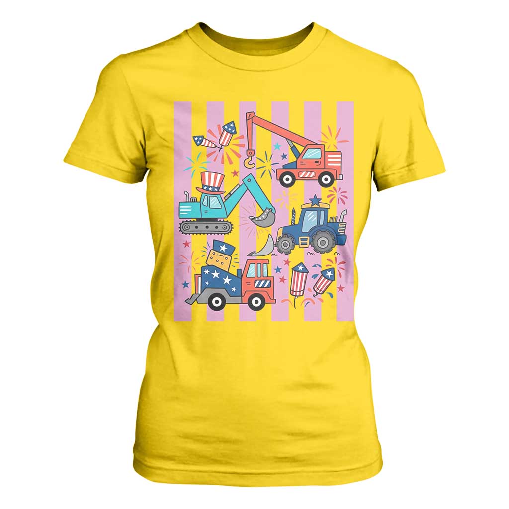 Red White And Blue Construction Crew T Shirt For Women Patriotic Kids 4th Of July