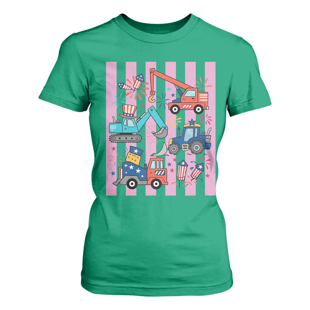 Red White And Blue Construction Crew T Shirt For Women Patriotic Kids 4th Of July