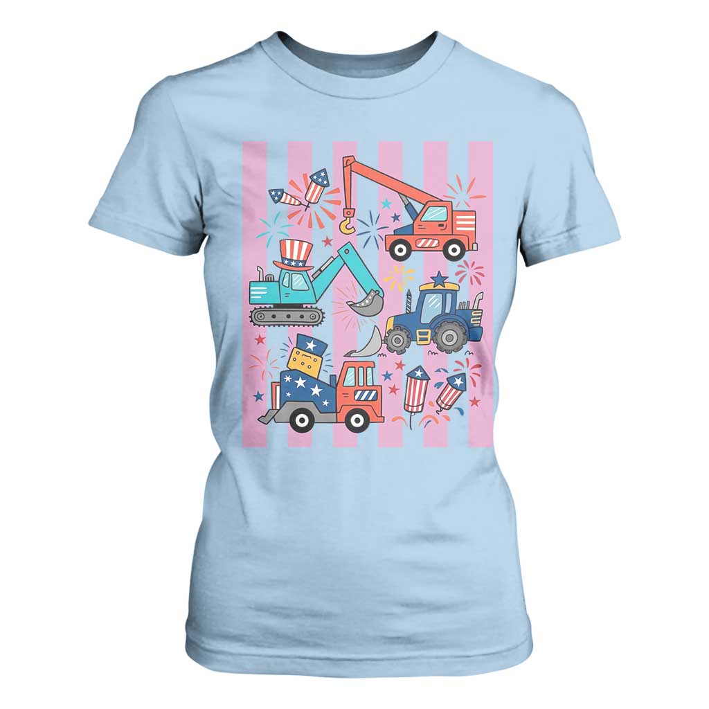 Red White And Blue Construction Crew T Shirt For Women Patriotic Kids 4th Of July