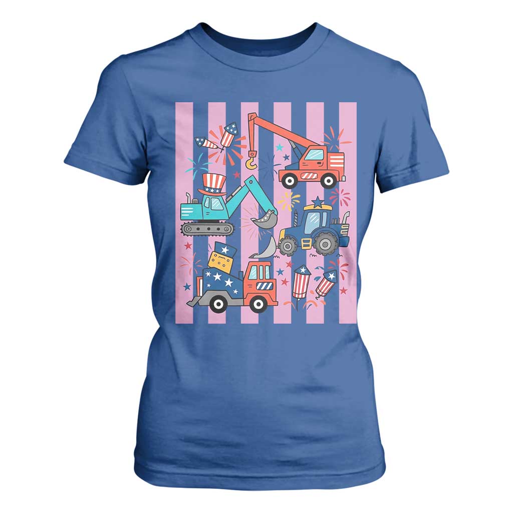 Red White And Blue Construction Crew T Shirt For Women Patriotic Kids 4th Of July