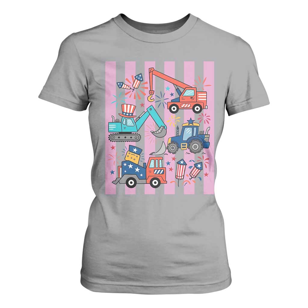Red White And Blue Construction Crew T Shirt For Women Patriotic Kids 4th Of July