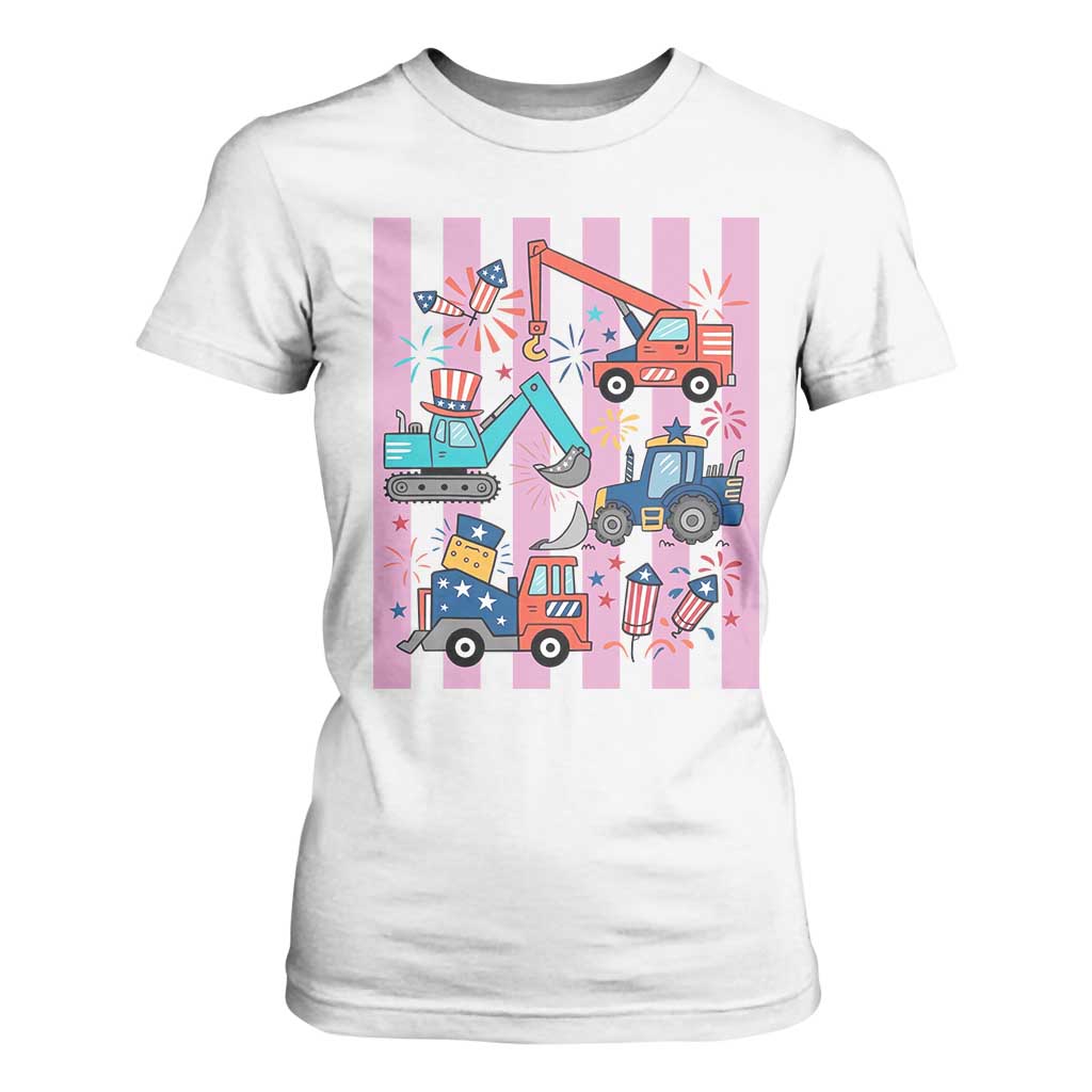 Red White And Blue Construction Crew T Shirt For Women Patriotic Kids 4th Of July