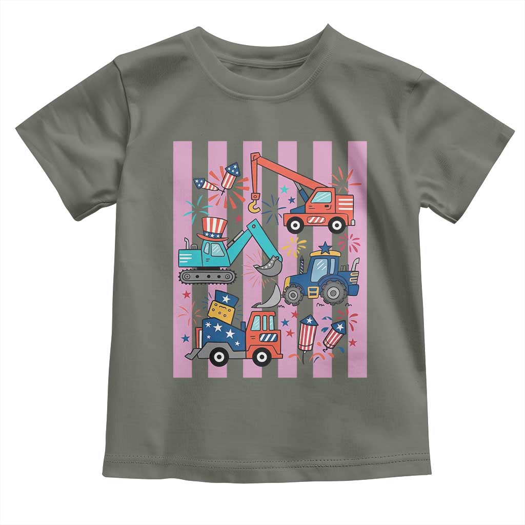 Red White And Blue Construction Crew Toddler T Shirt Patriotic Kids 4th Of July