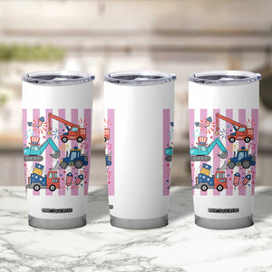 Red White And Blue Construction Crew Tumbler Cup Patriotic Kids 4th Of July