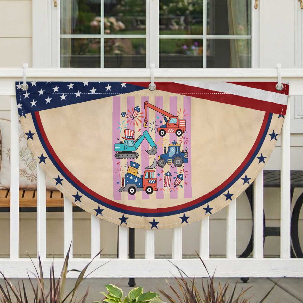 Red White And Blue Construction Crew Patriotic Fan Flag Kids 4th Of July TS12 2pcs pack Classic Tan Print Your Wear