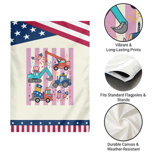 Red White And Blue Construction Crew Patriotic Garden Flag Kids 4th Of July TS12 Print Your Wear
