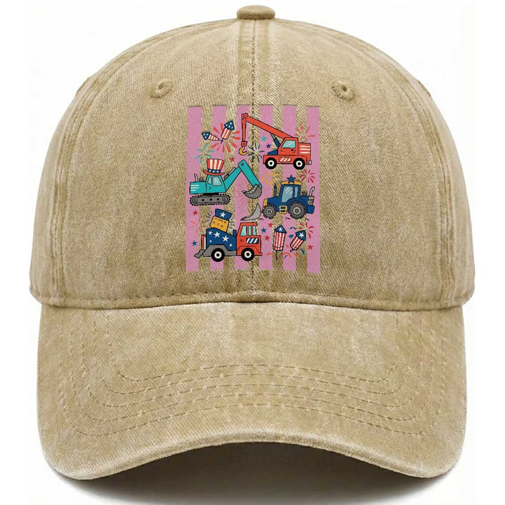 Red White And Blue Construction Crew Washed Cotton Baseball Cap Patriotic Kids 4th Of July TS12 Print Your Wear