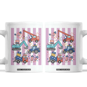 Red White And Blue Construction Crew Coffee Mug Patriotic Kids 4th Of July