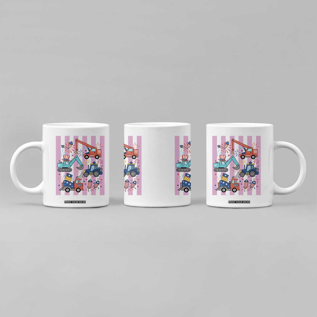 Red White And Blue Construction Crew Coffee Mug Patriotic Kids 4th Of July