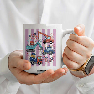 Red White And Blue Construction Crew Coffee Mug Patriotic Kids 4th Of July