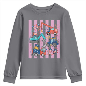 Red White And Blue Construction Crew Youth Sweatshirt Patriotic Kids 4th Of July