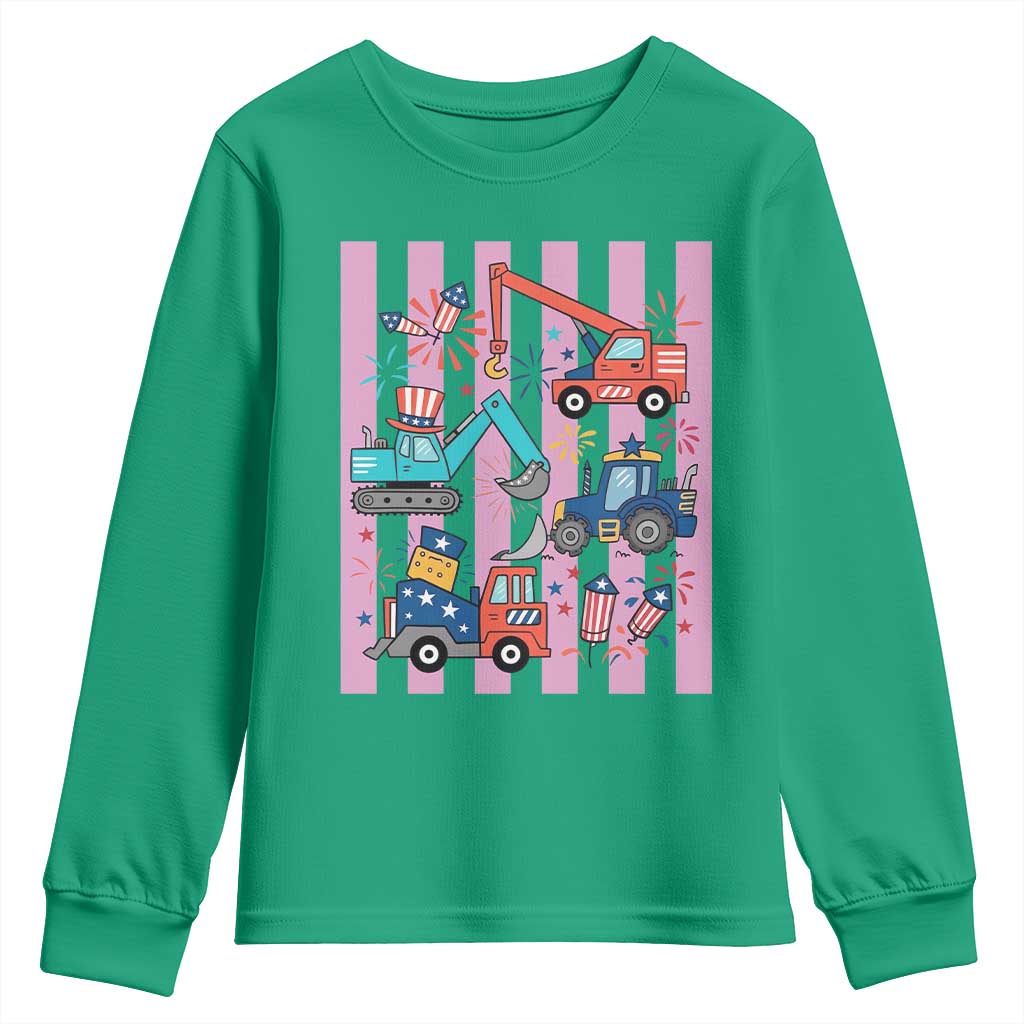 Red White And Blue Construction Crew Youth Sweatshirt Patriotic Kids 4th Of July