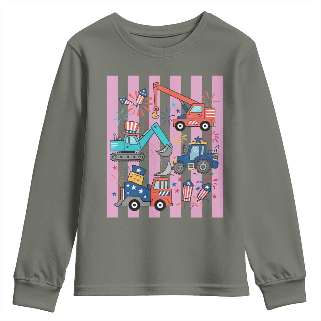 Red White And Blue Construction Crew Youth Sweatshirt Patriotic Kids 4th Of July