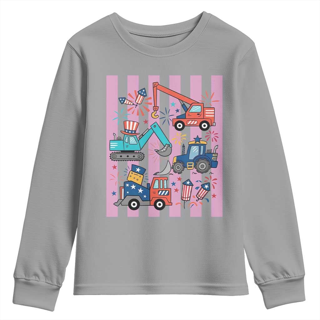Red White And Blue Construction Crew Youth Sweatshirt Patriotic Kids 4th Of July