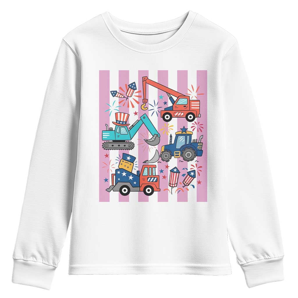 Red White And Blue Construction Crew Youth Sweatshirt Patriotic Kids 4th Of July