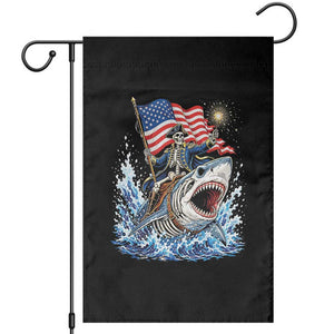 Patriotic Skeleton Pirate Riding Shark Garden Flag American Ocean Pride
