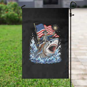 Patriotic Skeleton Pirate Riding Shark Garden Flag American Ocean Pride