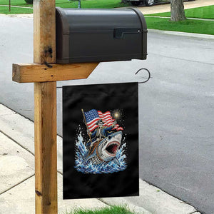 Patriotic Skeleton Pirate Riding Shark Garden Flag American Ocean Pride