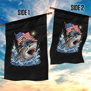 Patriotic Skeleton Pirate Riding Shark Garden Flag American Ocean Pride