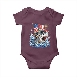 Patriotic Skeleton Pirate Riding Shark Baby Onesie American Ocean Pride