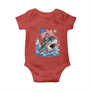 Patriotic Skeleton Pirate Riding Shark Baby Onesie American Ocean Pride