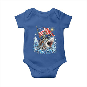 Patriotic Skeleton Pirate Riding Shark Baby Onesie American Ocean Pride