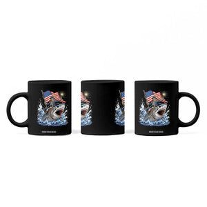 Patriotic Skeleton Pirate Riding Shark Coffee Mug American Ocean Pride