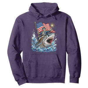 Patriotic Skeleton Pirate Riding Shark Hoodie American Ocean Pride