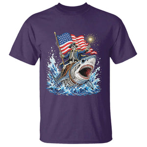 Patriotic Skeleton Pirate Riding Shark T Shirt American Ocean Pride