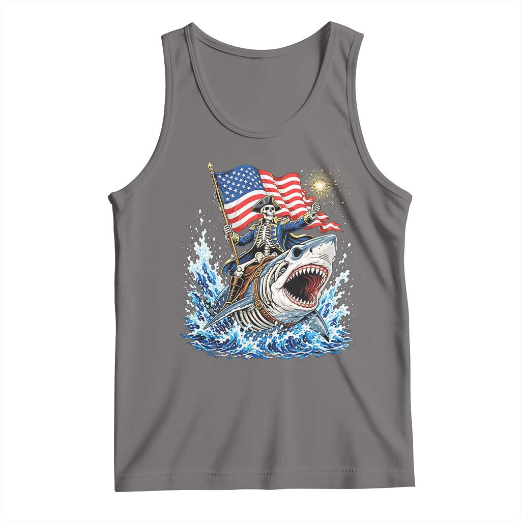 Patriotic Skeleton Pirate Riding Shark Tank Top American Ocean Pride