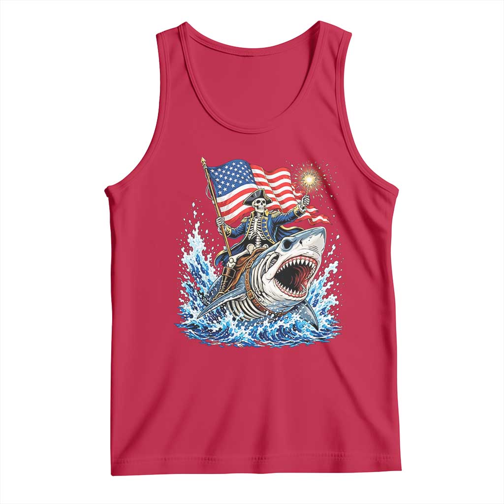 Patriotic Skeleton Pirate Riding Shark Tank Top American Ocean Pride