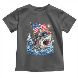Patriotic Skeleton Pirate Riding Shark Toddler T Shirt American Ocean Pride