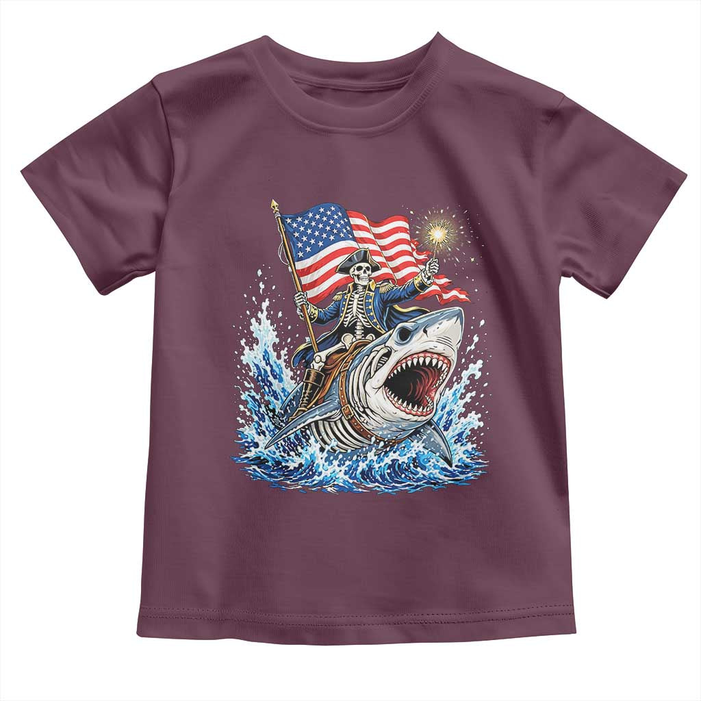 Patriotic Skeleton Pirate Riding Shark Toddler T Shirt American Ocean Pride