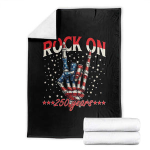 Patriotic Rocker Skeleton Hand Throw Blanket Rock On 250 Years