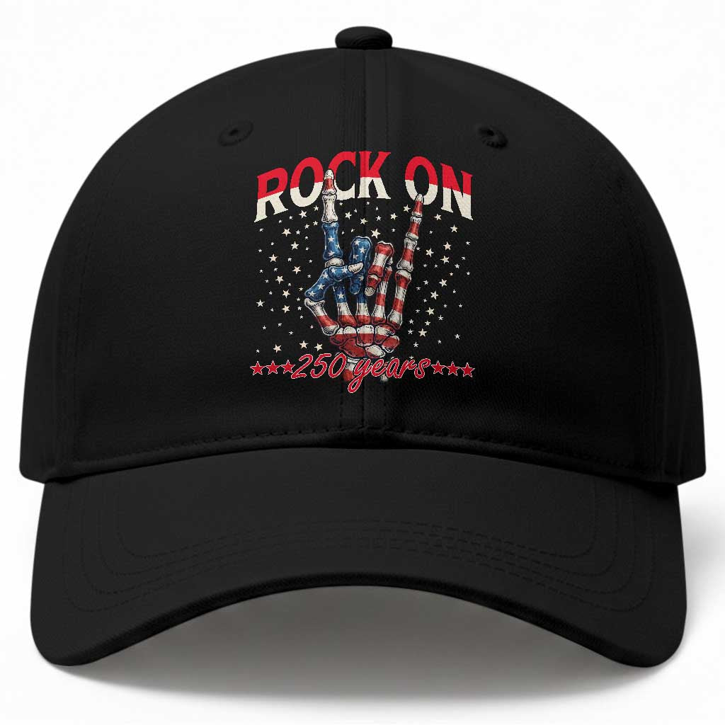Patriotic Rocker Skeleton Hand Baseball Cap Rock On 250 Years
