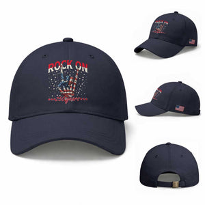 Patriotic Rocker Skeleton Hand Baseball Cap Rock On 250 Years