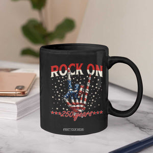 Patriotic Rocker Skeleton Hand Coffee Mug Rock On 250 Years