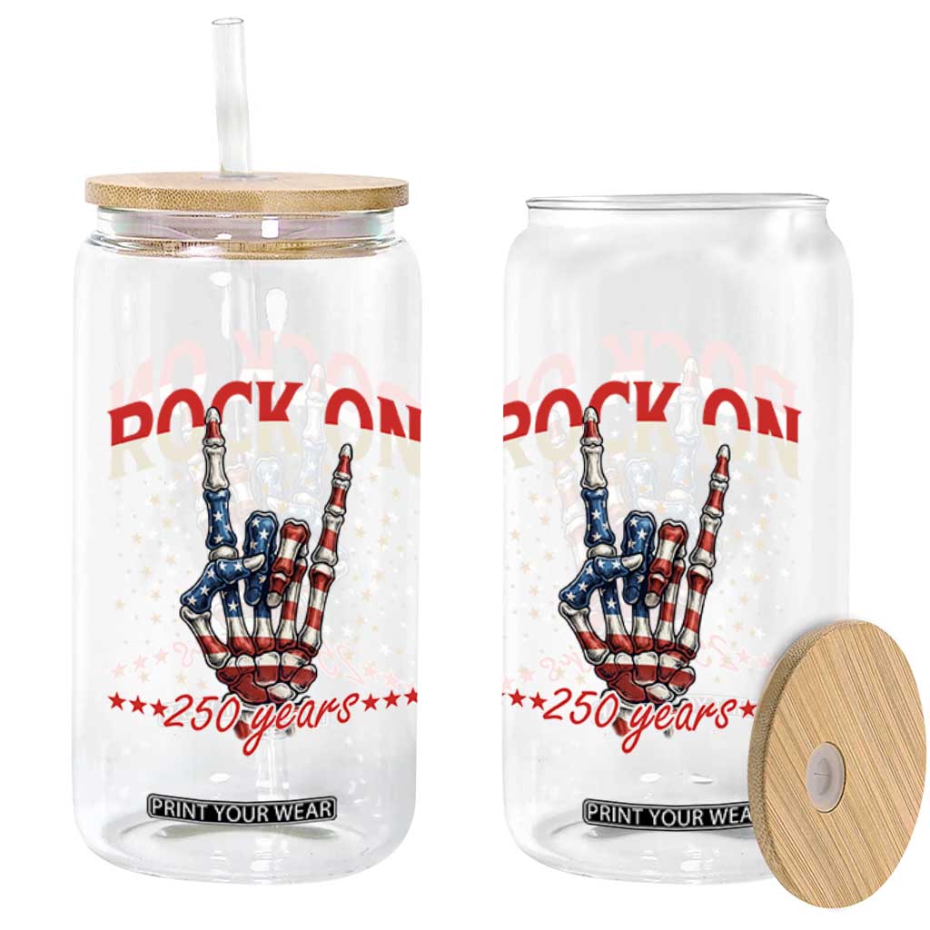 Patriotic Rocker Skeleton Hand Glass Can Rock On 250 Years