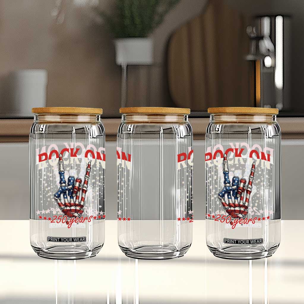 Patriotic Rocker Skeleton Hand Glass Can Rock On 250 Years