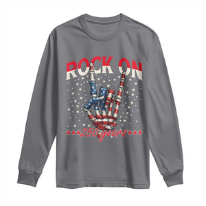 Patriotic Rocker Skeleton Hand Long Sleeve Shirt Rock On 250 Years