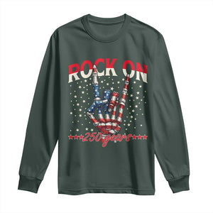Patriotic Rocker Skeleton Hand Long Sleeve Shirt Rock On 250 Years
